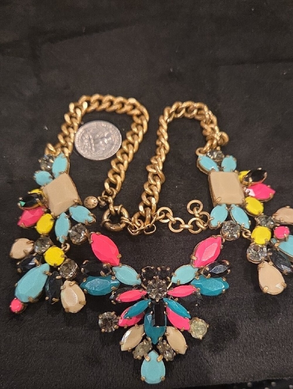 J. Crew Multicolor Floral Statement Necklace with Gold-Tone Chain - Picture 5 of 5